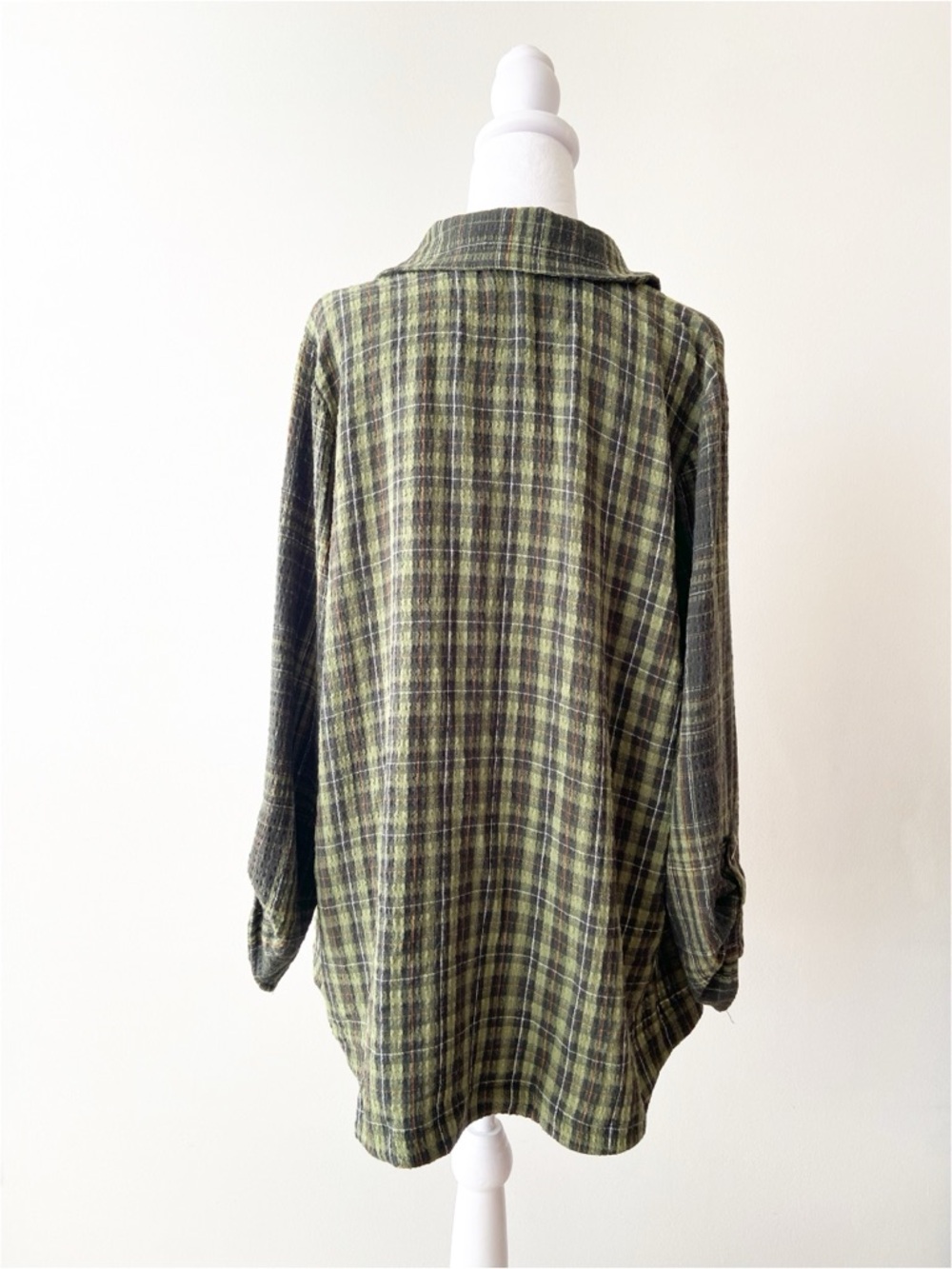 Habitat Green Plaid Button-Front Blouse - Picture 3 of 6
